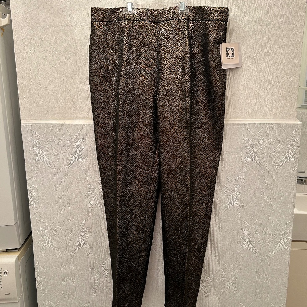 ✨ 2/$30 ✨ NWT Fancy Anne Klein Golden Snakeskin Patterned Pants Size 8